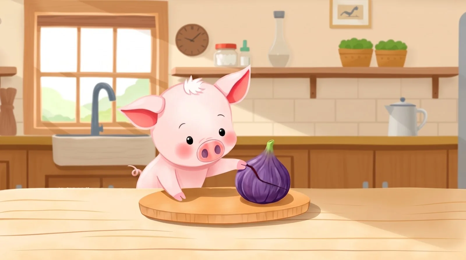 Toby toca con la patita el higo, que tiene una grieta pequeña